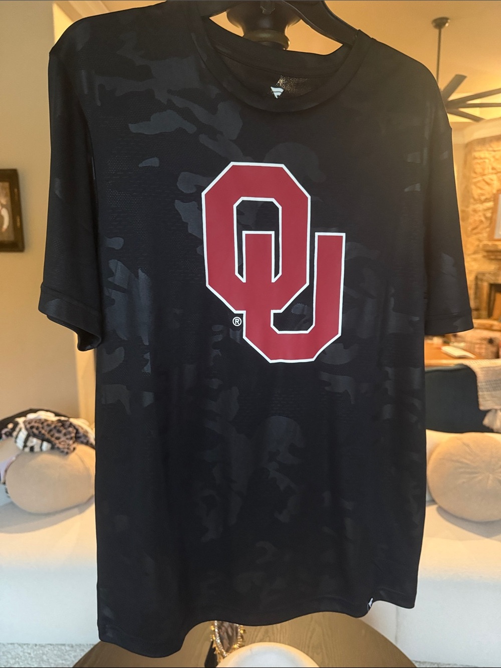 Fanatics Black Tee with Crimson OU Logo
